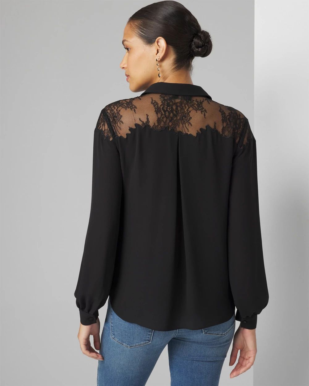 Lace Shoulder Shirt | White House Black Market